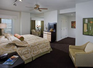 Interior of the WorldMark Anaheim Bedroom